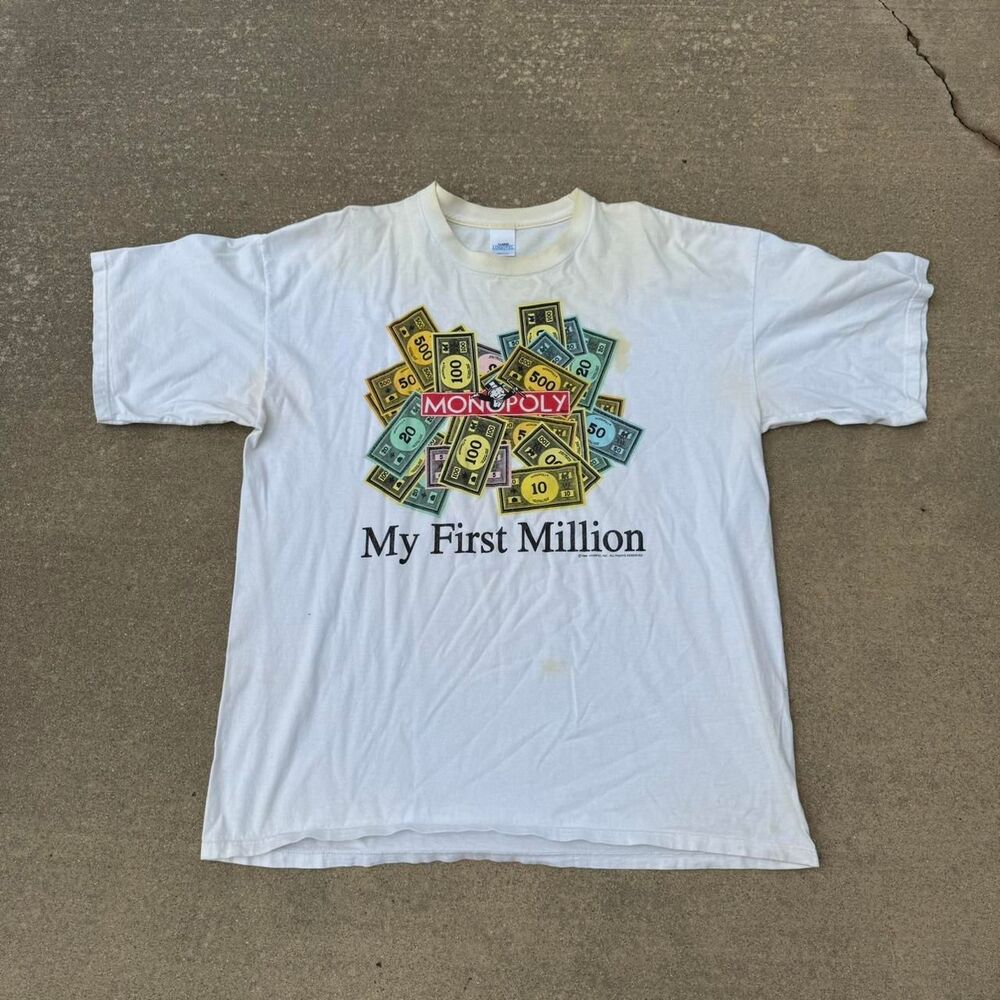 Monopoly My First Million y2k tee mens size xl made in usa promo